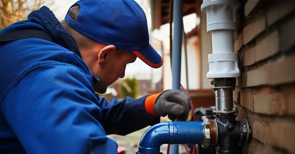 A professional plumber working on a residential plumbing system, showcasing the skills and tools necessary for a successful plumbing service business